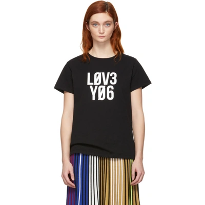 Red Valentino Love You Print T-shirt In 0no Black