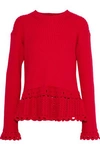 DEREK LAM 10 CROSBY CROCHET-TRIMMED RIBBED COTTON SWEATER,3074457345619926283