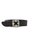 MANOLO BLAHNIK HANGISI BLACK SATIN 30MM BELT,MB14154A