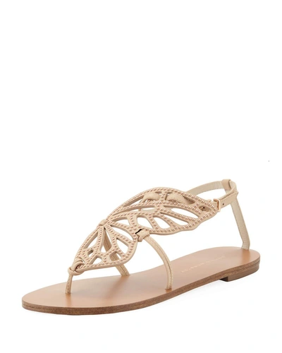 Sophia Webster Bibi Butterfly Studded Leather Thong Sandals In Nude/neutrals