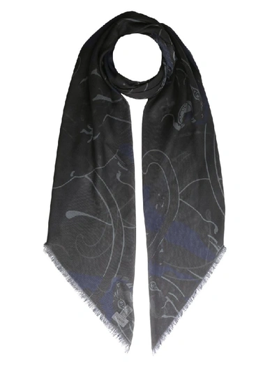 Valentino Camupanther Scarf In Blue