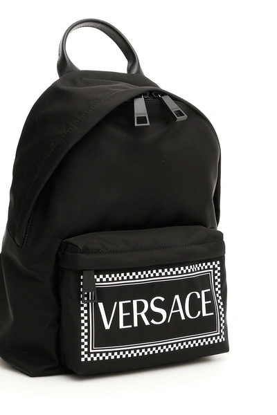 Versace Boys' Backpack W/ Logo Embroidery In Black|nero