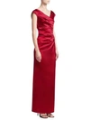 TALBOT RUNHOF WOMEN'S SATIN RUCHED GOWN,0400094470868