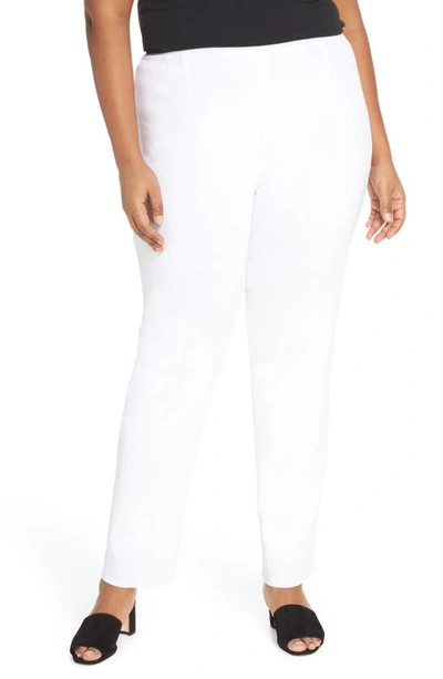 Ming Wang Straight Leg Knit Pants In White