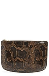 A.P.C. SARAH SNAKE EMBOSSED LEATHER CLUTCH - BROWN,PXBJU-F63035