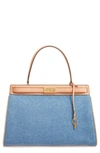 TORY BURCH LEE RADZIWILL DENIM & LEATHER SATCHEL,55008