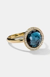 Ippolita 18k Gold Rock Candy Mini Lollipop Ring In London Blue Topaz & Diamond In Yellow Gold/blue Topaz
