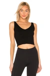 Free People Sleeveless Scoopneck Ribbed Cropped Tank In Black