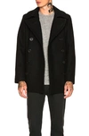Schott Miusa Wool-blend Engraved-buttons Peacoat In Navy
