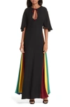 STAUD VICTORIAN RAINBOW GODET DRESS,22-7053