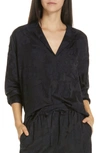 VINCE PAJAMA STYLE JACQUARD BLOUSE,V548312087