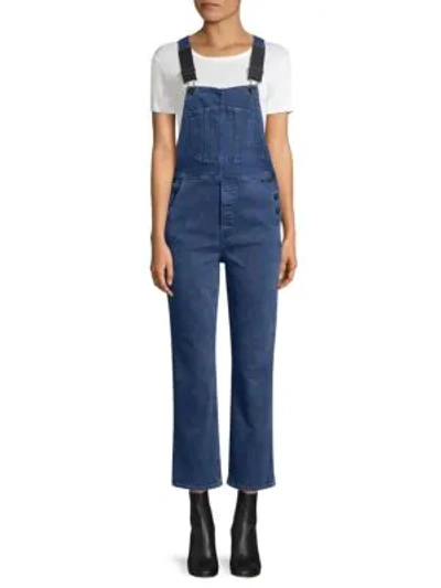 3x1 Rose Cropped Denim Dungarees In Moon Blue