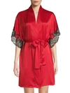 NATORI Lace-Trim Satin Dressing Gown