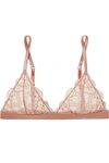 ID SARRIERI SATIN-TRIMMED EMBROIDERED TULLE SOFT-CUP TRIANGLE BRA