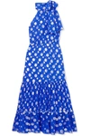 Rixo London Eleanor Polka-dot Fil Coupé Silk-chiffon Midi Dress In Purple