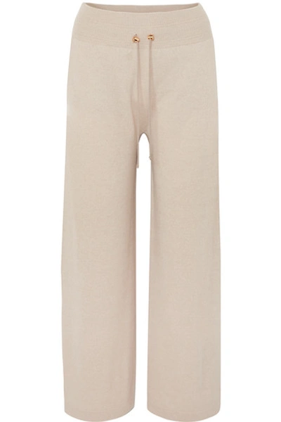 Agnona Cropped Drawstring-waist Cashmere Trousers In Beige