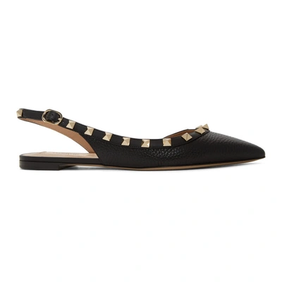 Valentino Garavani Rockstud Pointed Toe Slingback Flat In Black