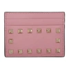 Valentino Garavani Rockstud Embellished Leather Card Holder In Pink