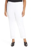 Ming Wang Straight Leg Knit Pants In White