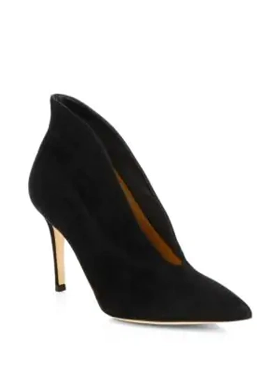 Gianvito Rossi Leather Pointed Western Booties In Black