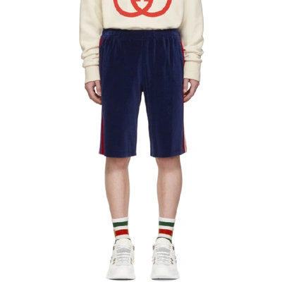 Gucci Grosgrain-trimmed Velour Shorts In 4358blured