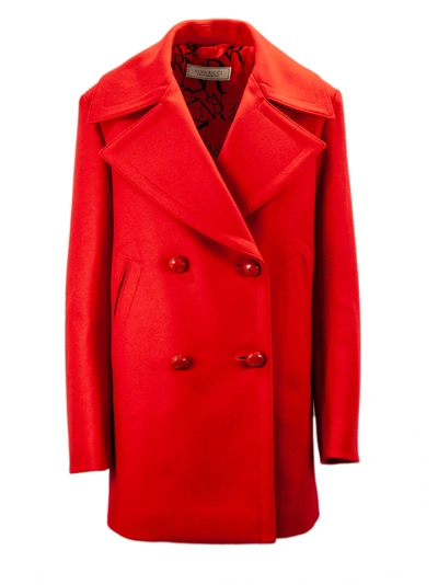 Nina Ricci Red Wool Blend Coat. In Rosso
