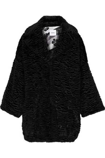 Ainea Woman Oversized Faux Fur Coat Black