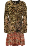 ETRO RUCHED PRINTED SILK CREPE DE CHINE MINI DRESS,3074457345619796338