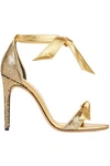 ALEXANDRE BIRMAN WOMAN KNOTTED METALLIC SNAKE-EFFECT LEATHER SANDALS GOLD,GB 1473020371675503