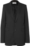 Saint Laurent Black Wool Blazer With Contrasting Lapels In Black