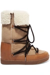ISABEL MARANT NOWLY SHEARLING-LINED TEXTURED-LEATHER AND SUEDE SNOW BOOTS