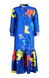 LA DOUBLEJ GETTING MY CROISSANT PRINTED BUTTON-UP SILK DRESS,715898