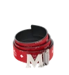 Mcm Antique M Reversible Belt 1.75" In White Logo  Visetos In White Logo Viva Red