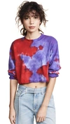 Cotton Citizen Tokyo Crop Long Sleeve Shirt In Cherry/lavin Tie Dye