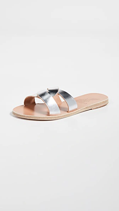 Ancient Greek Sandals Desmos Cut-out Leather Sandals In Silver