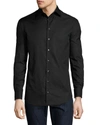 Giorgio Armani Curved Hem Poplin Shirt In Black