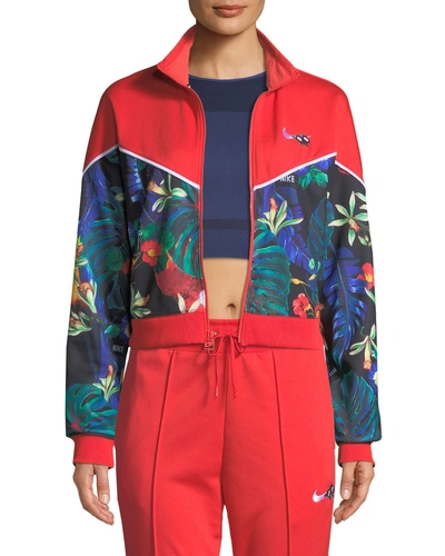Nike Sportswear Ultra-femme Printed Cropped Track Jacket In Red