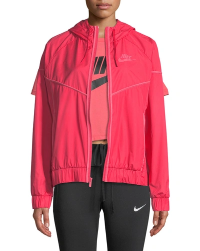 Nike Women's Sportswear Woven Windrunner Jacket, Pink In Dark Pink