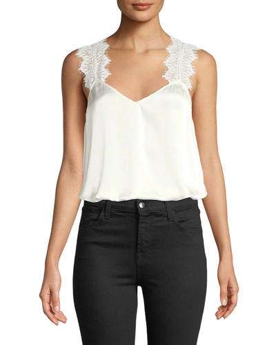 Cami Nyc Chelsea Lace-trimmed Silk Top In White