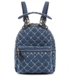 VALENTINO GARAVANI ROCKSTUD SPIKE MINI DENIM BACKPACK,P00370355