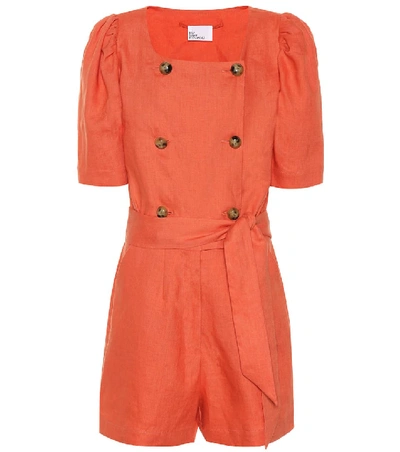 Lisa Marie Fernandez Diana Linen Playsuit In Orange