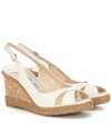 JIMMY CHOO Amely 80 leather wedge sandals,P00358637