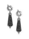 KONSTANTINO WOMEN'S CIRCE STERLING SILVER & BLACK SPINEL DROP EARRINGS,0400099092636