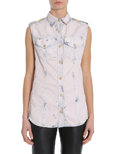 Balmain Sleeveless Shirt In Pink