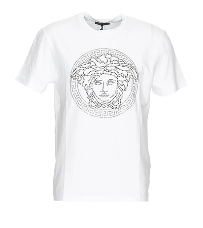 Versace Embellished Medusa T-shirt In White