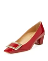 Roger Vivier Belle Vivier Patent Leather Buckle Pumps In Red