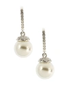 Givenchy Earrings, Crystal Accent And White Glass Pearl In Silver
