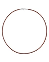 TOUS STERLING SILVER & BROWN LEATHER CHOKER NECKLACE, 15.75,011900501