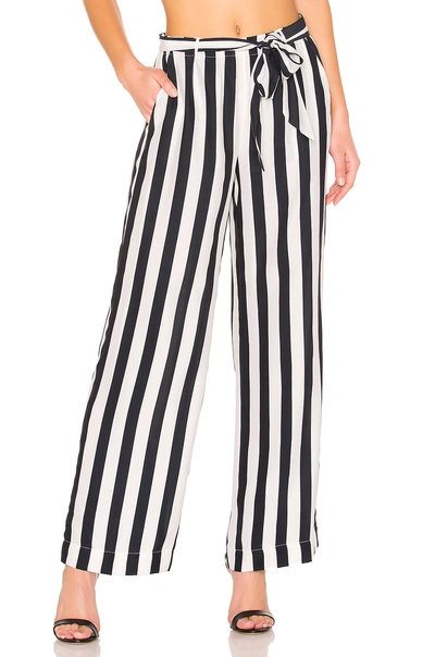Frame Striped Wide-leg Easy Pull-on Pants In Navy