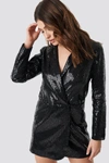 NA-KD SEQUIN DRESS JACKET - BLACK